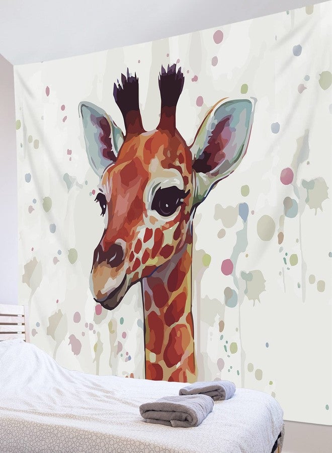 HVEST Giraffe Tapestry Wall Hanging Watercolor Cute Animal Tapestrise Giraffe Backdrop for Kids Bedroom Living Room Dorm Party Decor, 60Wx40H Inchs - Image 4