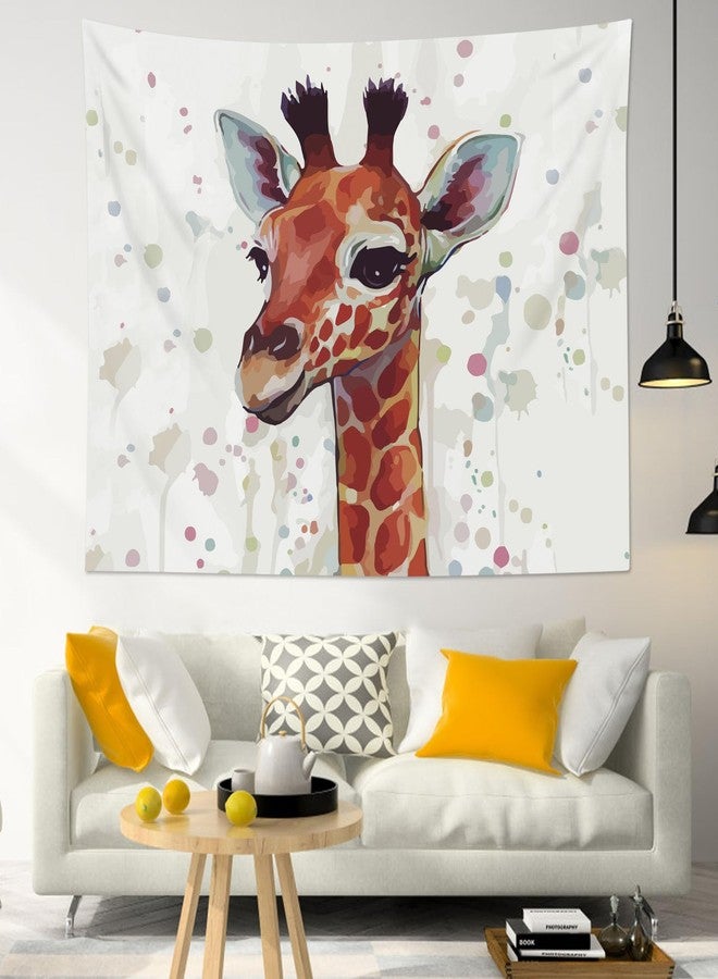 HVEST Giraffe Tapestry Wall Hanging Watercolor Cute Animal Tapestrise Giraffe Backdrop for Kids Bedroom Living Room Dorm Party Decor, 60Wx40H Inchs - Image 3