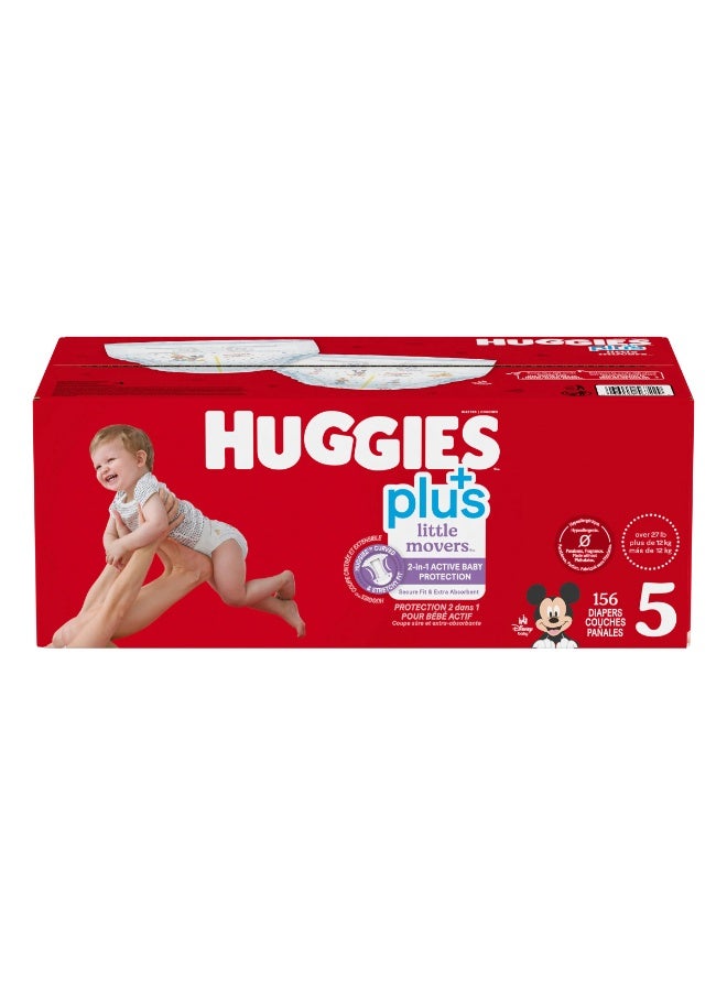 HUGGIES 156-Piece Little Snugglers Plus With 2 in 1 Skin Protect Limited Edition Baby Diapers Size 5 - Image 1
