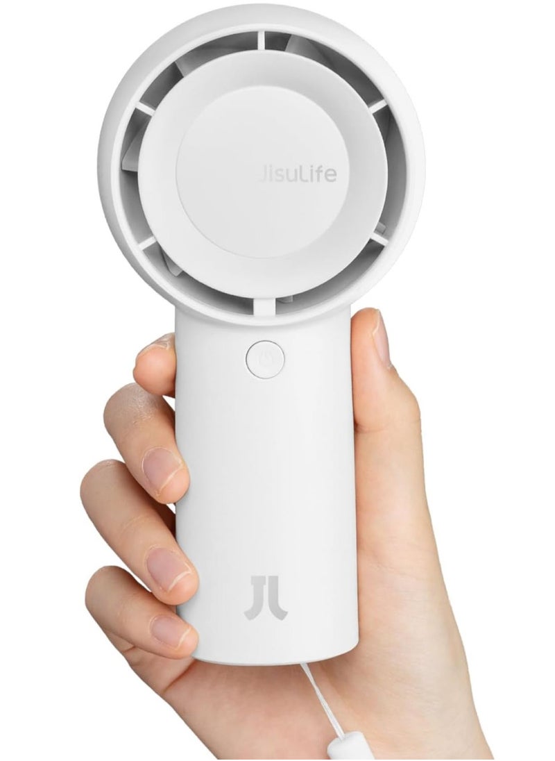 JISULIFE JISULIFE Handheld Turbo Fan,16H Max Cooling Time Portable Fan, 4000mAh USB Rechargeable Personal Fan, Battery Operated Small Pocket Fan with 5 Speeds for Travel,Outdoor,Home,Office  - Image 1