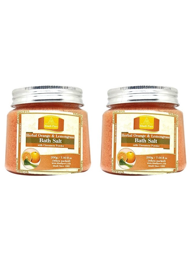 Khadi Khadi Pure Herbal Orange & Lemongrass Bath Salt with Cinnamon Powder, 200 g (Pack of 2)