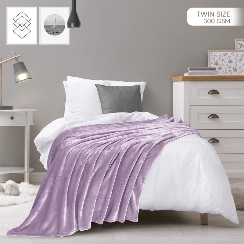 Utopia Bedding Fleece Blanket Twin Size Lilac 300GSM Luxury Anti-Static Fuzzy Soft Microfiber Bed Blanket (60x80 Inch) - Image 2
