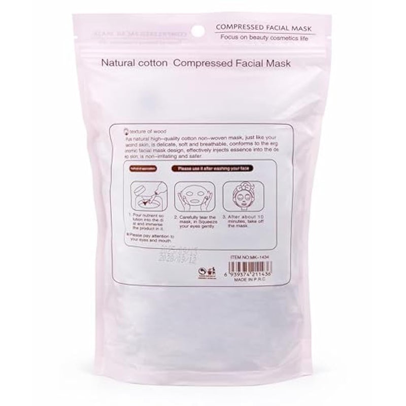 Face Mask - Natural Cotton Compressed Facial Mask, Soft On Skin & Anti Bacterial, Safe & Gentle For Skin, High Absorption, Soft Clean White & Soaked In Water, About 100 Black Mask - Image 4