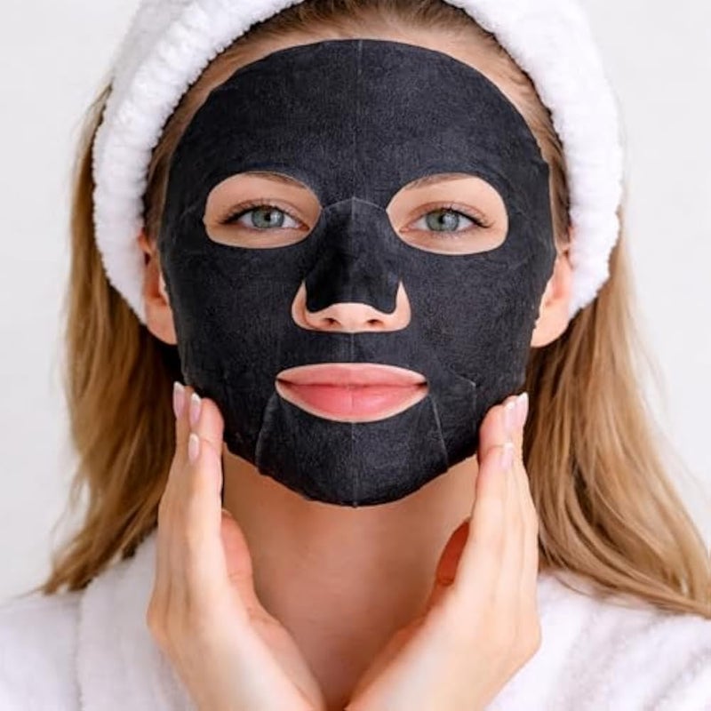 Face Mask - Natural Cotton Compressed Facial Mask, Soft On Skin & Anti Bacterial, Safe & Gentle For Skin, High Absorption, Soft Clean White & Soaked In Water, About 100 Black Mask - Image 5