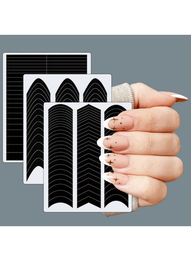 winthrop 1860 Pcs French Tip Nail Guides Selfadhesive French Vshaped Moon Shaped Manicure Strip Stickers For Edge Auxiliary Black Diy Decoration Stencil Tools(5 Designs 36 Sheets) - Image 3