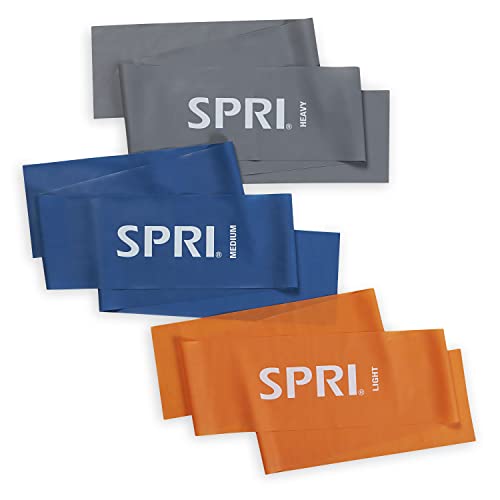 SPRI Flat Bands 3-Pack - Resistance Band Kit Set with 3 Levels of Resistance - Exercise Bands for Strength Training, Flexibility, & Body Workout - Versatile Fitness Tool - Light, Medium, and Heavy - Image 1