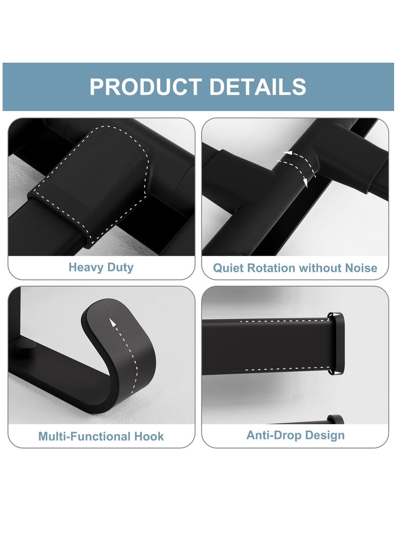 Excefore Swivel Towel Rack,Wall Mounted Black Towel Bar with 4-Arm Towel Hanger,Rustproof Towel Racks for Bathroom 180° Rotation,13 Inch Bathroom Towel Holder, Bathroom Accessories - Image 4