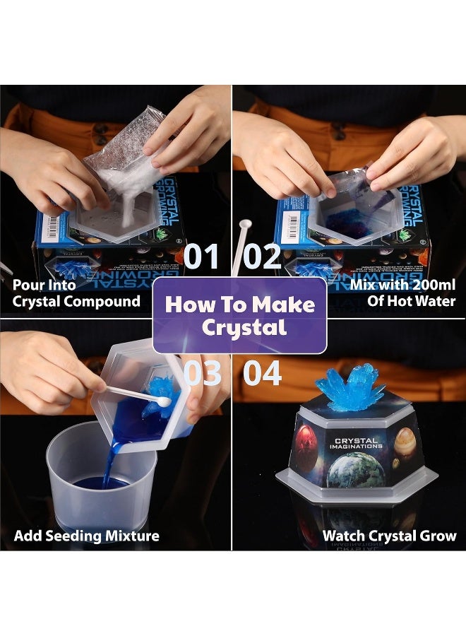4M Imaginations Crystal Growing Kit – Grow 3 Colored Crystals in Space Capsule Display, Conduct 3 Experiments, Educational Geology Activity for Young Scientists Aged 10+ | 00-03929/EU - Image 4