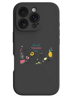 Protective Slim Fit Case Liquid Silicone Cover with Full Body Protection Anti-Scratch Shockproof Case For iPhone 16 Pro Black - Sweet Summer Time