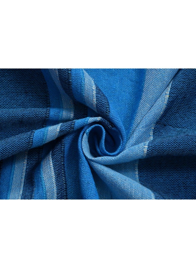 RANGBHAR Handloom Cotton Single Bedsheet Without Pillow Covers, Woven Striped Bedcover, 60 x 90 inch, Blue,210 TC - Image 4