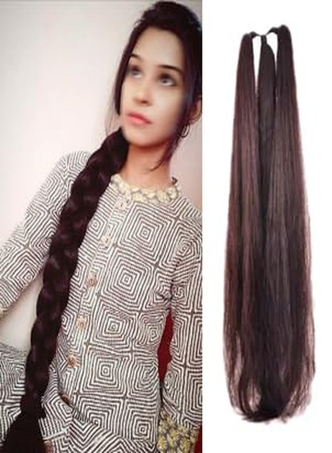 GIRISA Synthetic Brown Hair Extension, Long Straight, 24inchs Length, Natural Choti Look - Image 1