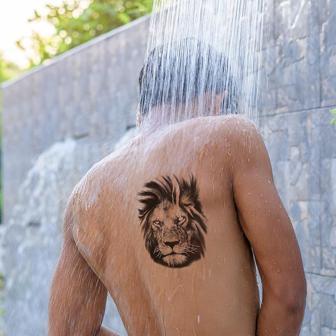 Sibba 3D Realistic Tiger Lion Temporary Tattoos 6 Sheets Waterproof Forearm Transfer Fake Tattoo Stickers Body Art Large Tattoo Sticker Animals Pattern Kits Easter Party For Women Men