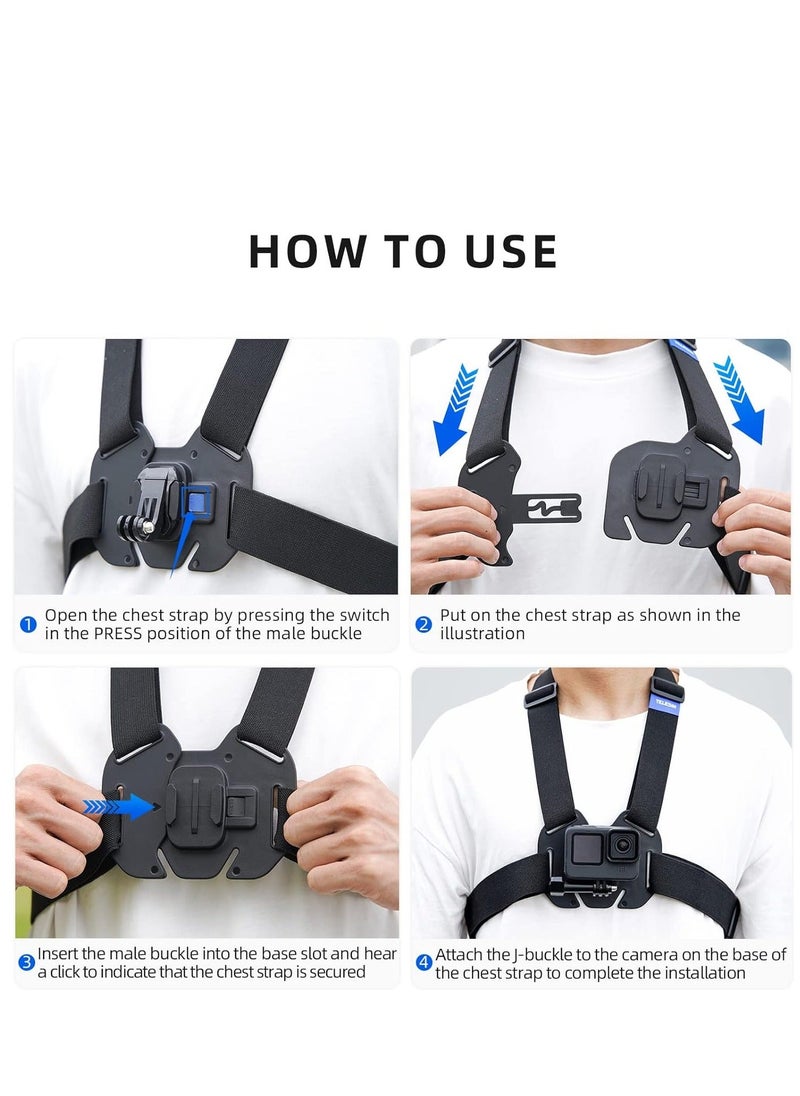 TELESIN - Quick Release Mobile Phone Chest Mount Strap Holder, Adjustable Chest Mount Harness for GoPro Camera, Action Camera, iPhone 13 12 11 Pro,Vlog/POV - Image 1