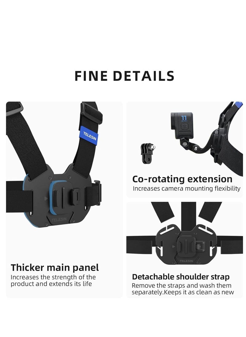 TELESIN - Quick Release Mobile Phone Chest Mount Strap Holder, Adjustable Chest Mount Harness for GoPro Camera, Action Camera, iPhone 13 12 11 Pro,Vlog/POV - Image 1