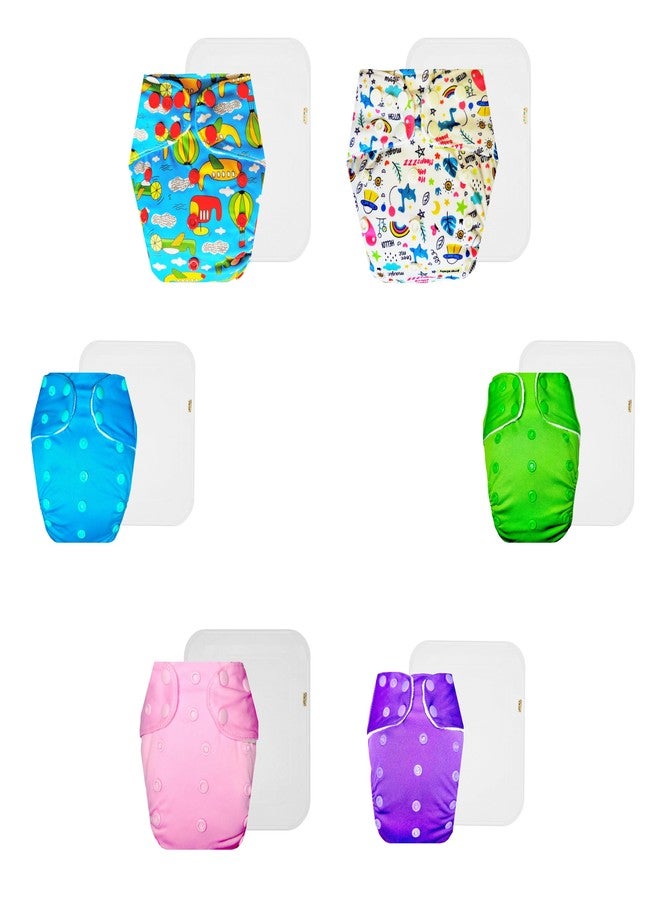 Dumbledo Premium Cloth Diaper with Cotton Insert (Pack of 6) | Hypoallergenic | Leakproof | Quick Dry | All-Day Wear | 3 Months - 3 Years | Unisex Baby - Image 1