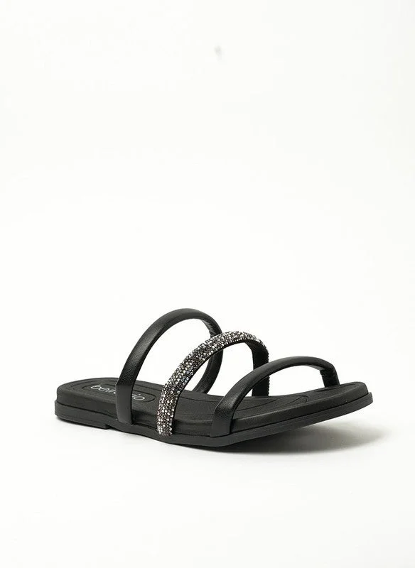 Beira Rio Beira Rio Ladies Flat Sandals Black | Made In Brazil