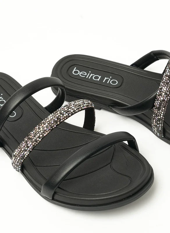 Beira Rio Beira Rio Ladies Flat Sandals Black | Made In Brazil