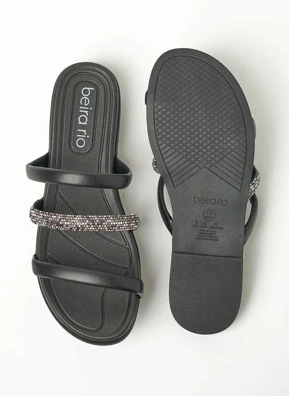 Beira Rio Beira Rio Ladies Flat Sandals Black | Made In Brazil