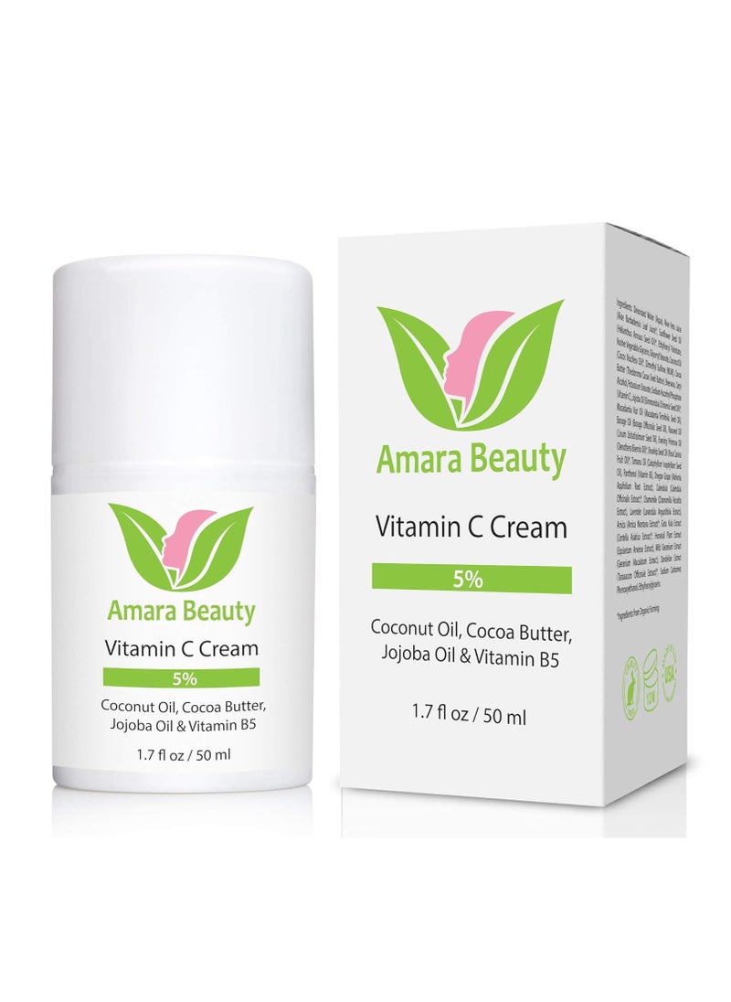 Amara Beauty Amara Beauty Vitamin C Cream for Face with Coconut Oil, Cocoa Butter & Jojoba Oil, 1.7 fl. oz.  - Image 1