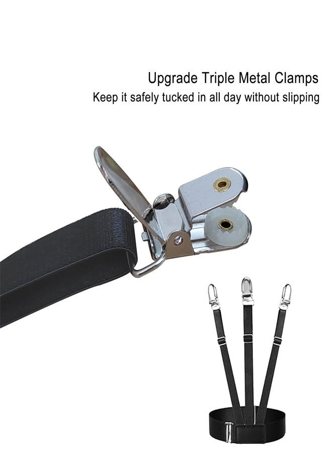 2 PCS Shirt Stays for Tucking, Adjustable Shirt Garters Elastic Shirt Suspenders with 3 Nonslip Clips Shirt Holder Straps for Men and Women Black - Image 4