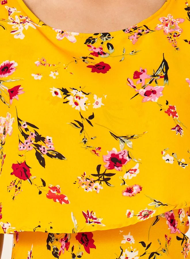 Styli Floral Overlay Midi Dress