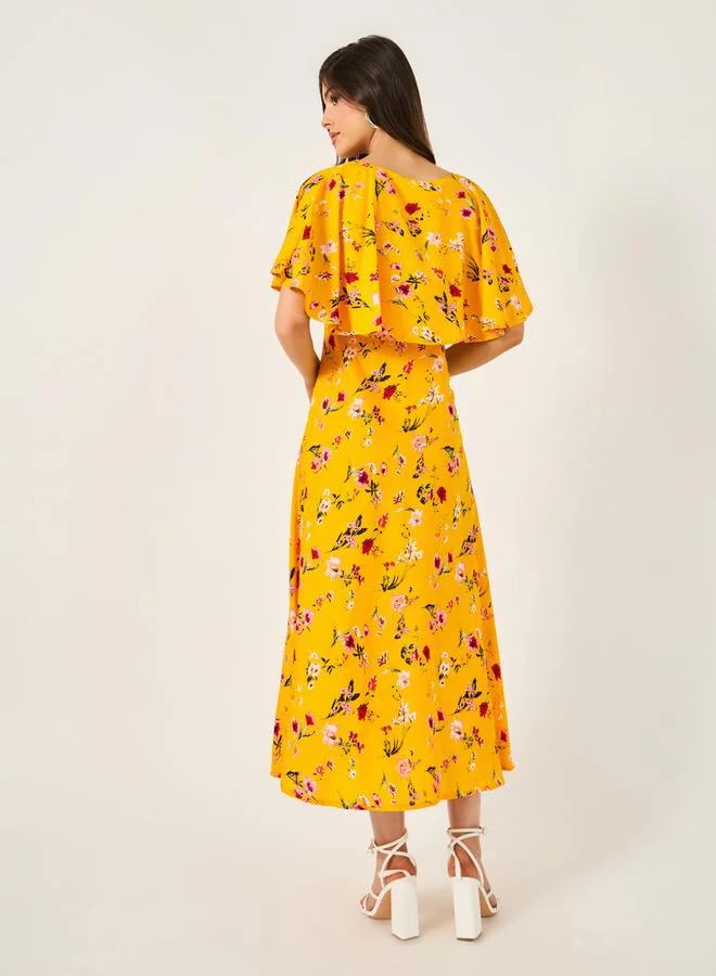 Styli Floral Overlay Midi Dress