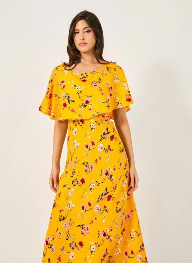 Styli Floral Overlay Midi Dress
