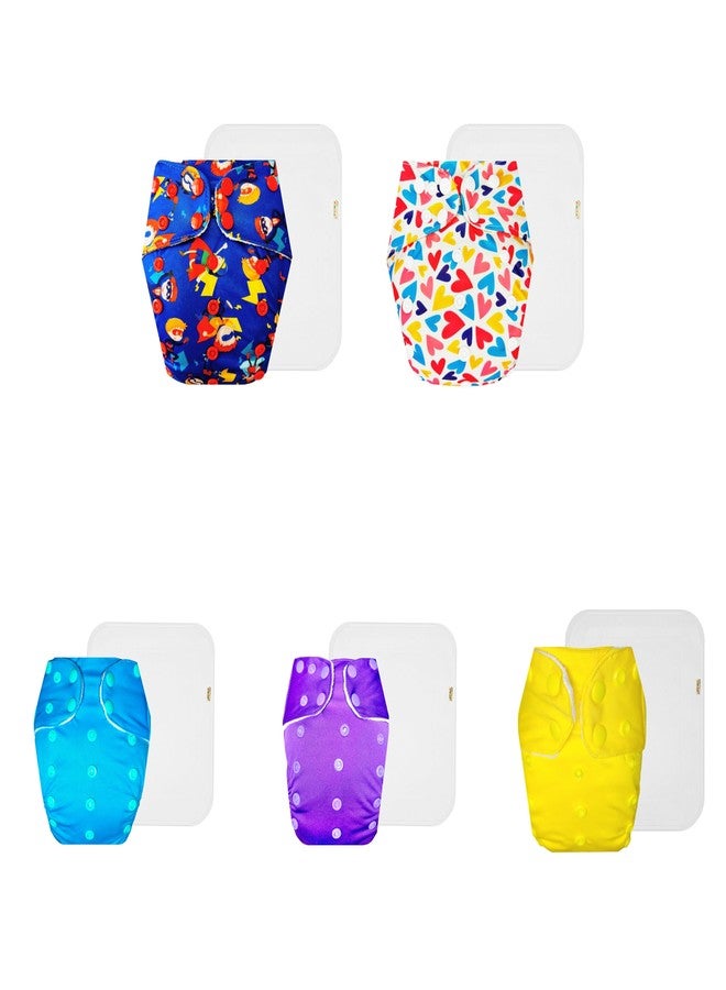 Dumbledo Premium Cloth Diaper with Cotton Insert (Pack of 5) | Snug Fit | Leakproof | Travel Friendly | Perfect for Indian Summers | 3 Months - 3 Years | Unisex Baby - Image 1