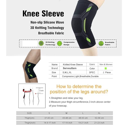 NODENS Nylon Knee Support, Knee Caps, Knee Brace For Knee Pain Relief Products, Knee Pad Leg Sleeves, For Men and Women (Green, XL) - Image 4