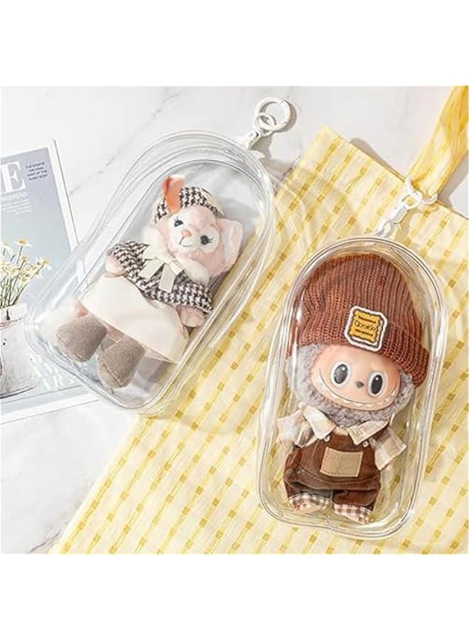Arabest Protective Cover for LABUBU Plush Figure Doll, Plastic Protective Cover for LABUBU The Monsters Figure Keychain, Storage Transparent PVC Keychain Model Walking Display Bag for Fan Collection (A1)  - Image 3