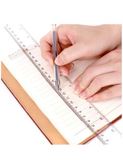 Excefore Plastic Ruler, 2 Pack Plastic Ruler Straight Ruler Clear See Through Measuring Acrylic Tool for Student School Office Stationery with Centimeters and Inches  - Image 2