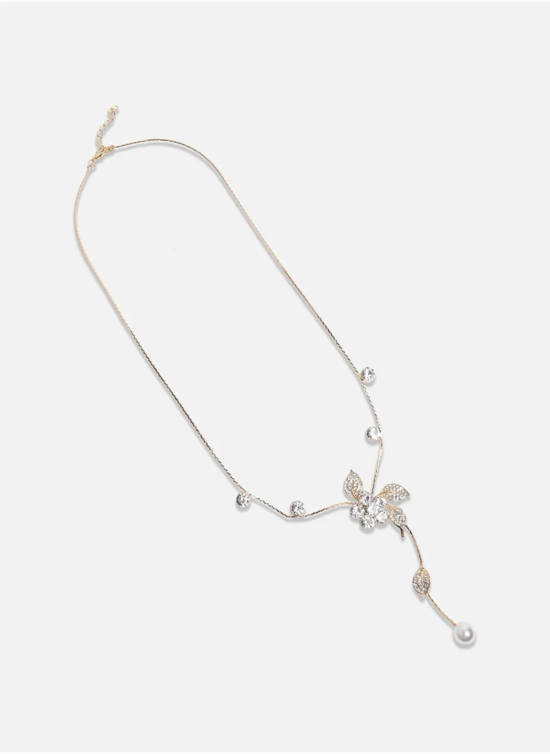 SOHI Foliage Branch Negligee Necklace - Chalice Silver-Colour