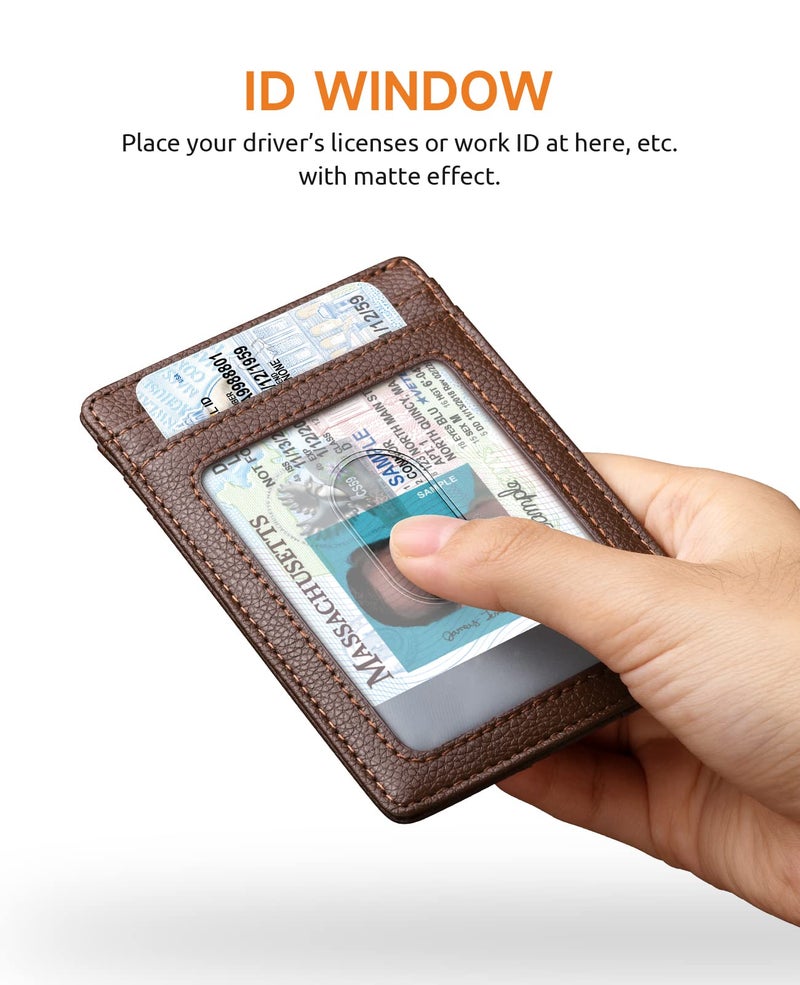 Buffway محفظة بوفواي للرجال نحيفة، حامل بطاقات ائتمان جلدية رقيقة مع حماية من RFID للسفر والعمل - قهوة شيكاغو - Image 4