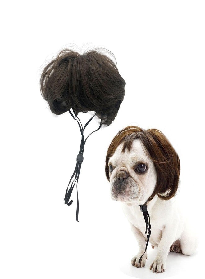 Pokinge Funny Dog Cosplay Wig,Pet Wigs Costumes Adjustable Dog Headwear Apparel Headdress for Halloween Christmas Parties Festivals for Small Dogs Cats - Image 1