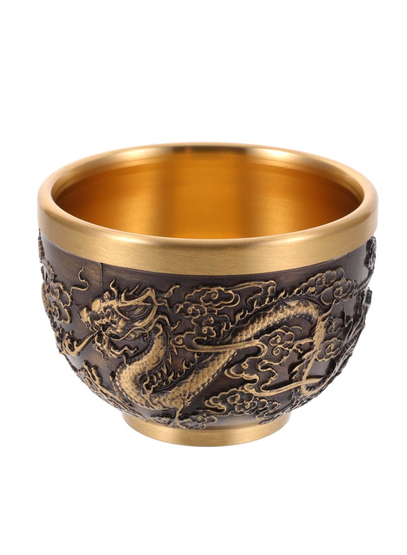 KASTWAVE Chinese Tea Set Kung Fu Tea Set, Kung Fu Teacups Chinese Copper Tea Cup, Vintage Dragon Pattern Tea Tasting Cup for Adults Tea Sets for Women China Men Ceremony Gifts - Image 1