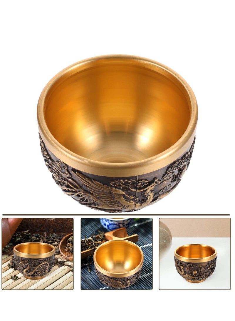 KASTWAVE Chinese Tea Set Kung Fu Tea Set, Kung Fu Teacups Chinese Copper Tea Cup, Vintage Dragon Pattern Tea Tasting Cup for Adults Tea Sets for Women China Men Ceremony Gifts - Image 5