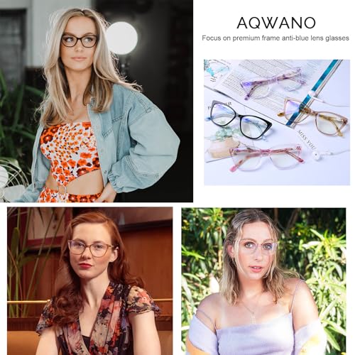 AQWANO Stylish Cat Eye Computer Reading Glasses Women Oversized Designer Blue Light Block Eyeglasses Readers Anti UV400 Eyestrain,Pink 2.5 - Image 3