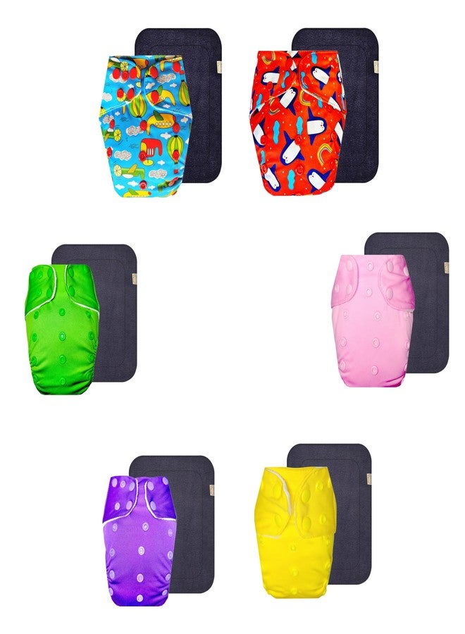 Dumbledo Premium Cloth Diaper with Gray Insert (Pack of 6) | Hypoallergenic | Leakproof | Travel Friendly | Ideal for Toddlers | 3 Months - 3 Years | Unisex Baby - Image 1