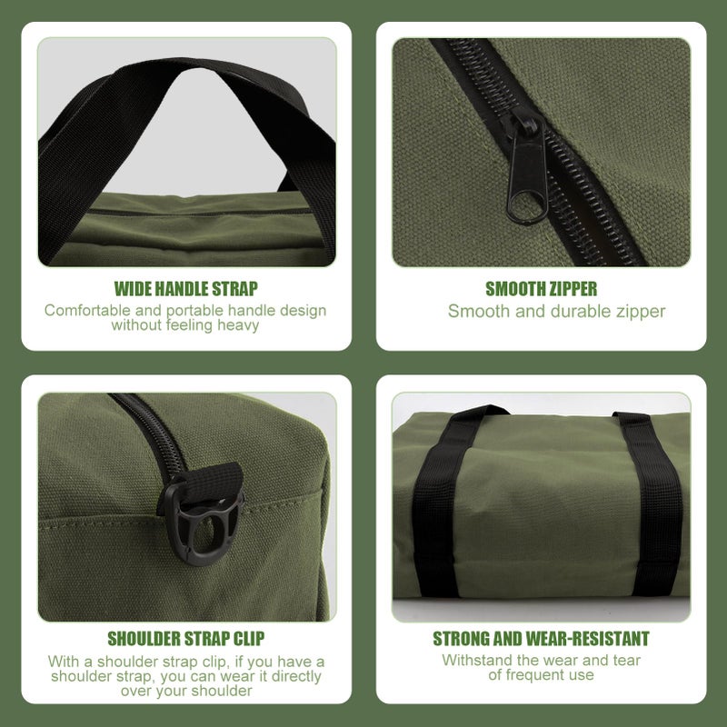 Baizoy Small Tool Bag,Close Top Wide Mouth Tool Organizer Bag,Large Capacity Tool Bags for Men,Canvas Tool Storage Bag for Storage Handbag for Screwdrivers,Wrench,Pliers Hand Tools (Army Green, 12 Inch) - Image 4