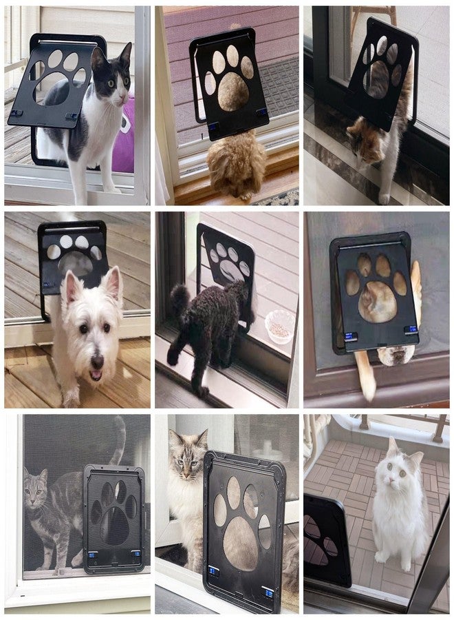 NAMSAN Cat Screen Door, Flap Opening 8 x 10 inches, Cat Door for Screen Door, Magnetic Self-Closing Small Pet Door for Sliding Door, Window Screen Door with Doggie Door Built in, Lockable, Black - Image 2