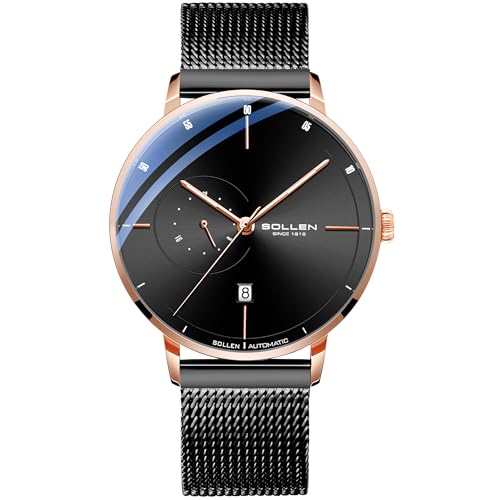 SOLLEN Automatic Watches for Men,Men's Automatic Watch,Original Mechanical Watch Movement,3ATM Water Resistant,Luminous Hands,Calendar and 24-Hour Display,Minimalist Self-Winding Wrist Watches for Men - Image 1