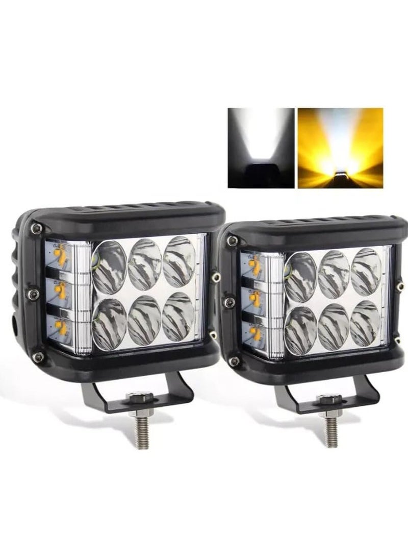 Generic (Set of 2) 4-Inch LED Side Shooter Light Pods – 36W Dual Color White & Amber Flash – Off-Road Driving Lights, IP68 Waterproof, Universal for Cars, Trucks, ATVs, and Motorcycles  - Image 1