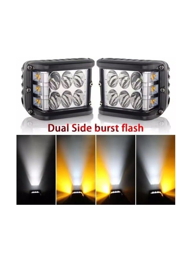 Generic (Set of 2) 4-Inch LED Side Shooter Light Pods – 36W Dual Color White & Amber Flash – Off-Road Driving Lights, IP68 Waterproof, Universal for Cars, Trucks, ATVs, and Motorcycles  - Image 2