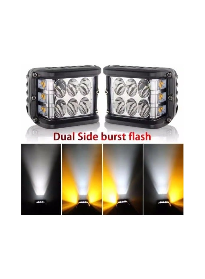 Generic (Set of 2) 4-Inch LED Side Shooter Light Pods – 36W Dual Color White & Amber Flash – Off-Road Driving Lights, IP68 Waterproof, Universal for Cars, Trucks, ATVs, and Motorcycles  - Image 3