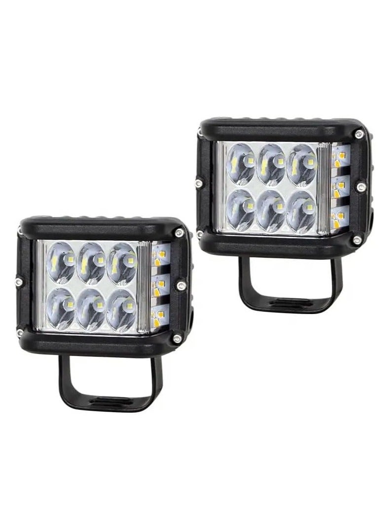 Generic (Set of 2) 4-Inch LED Side Shooter Light Pods – 36W Dual Color White & Amber Flash – Off-Road Driving Lights, IP68 Waterproof, Universal for Cars, Trucks, ATVs, and Motorcycles  - Image 4