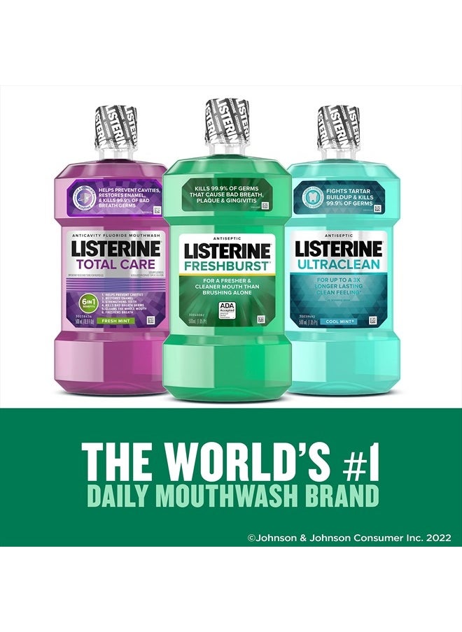Listerine - Freshburst Antiseptic Mouthwash for Bad Breath, Kills 99% of Germs That Cause Bad Breath & Fight Plaque & Gingivitis, ADA Accepted Mouthwash, Spearmint, 1 L - Image 1