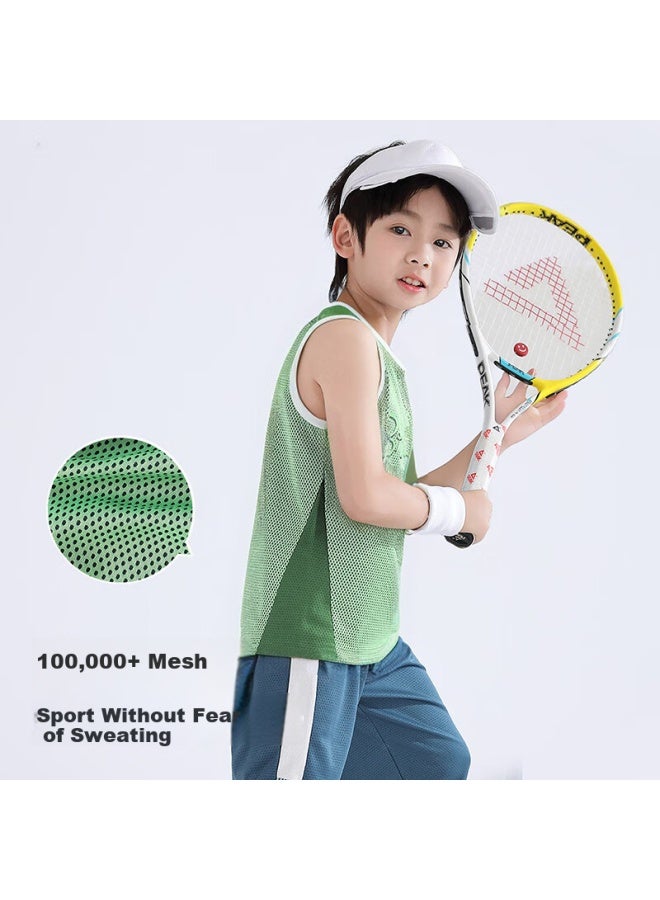 Yuzhaolin (Yuzhaolin) Boys' Mesh Breathable Children'S Vest Summer Thin Middle And Large Children'S Vest 2-Pack Sports Mesh - Image 2