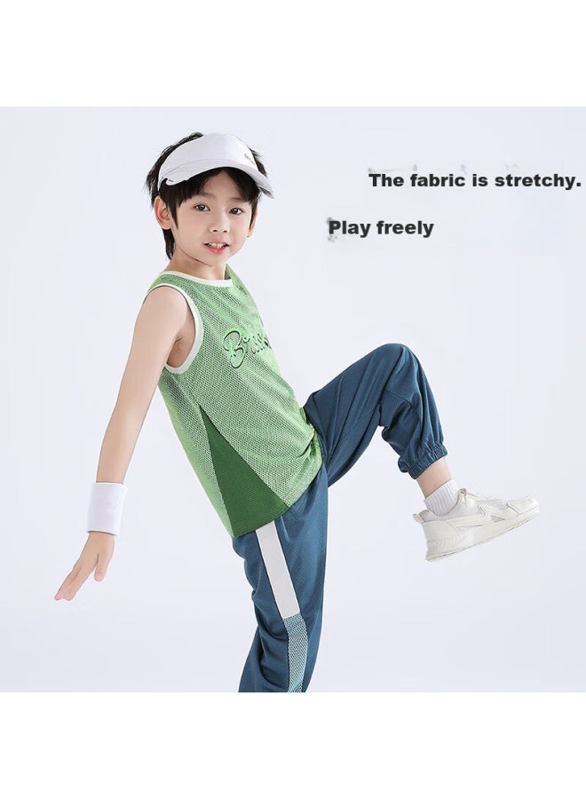 Yuzhaolin (Yuzhaolin) Boys' Mesh Breathable Children'S Vest Summer Thin Middle And Large Children'S Vest 2-Pack Sports Mesh - Image 3