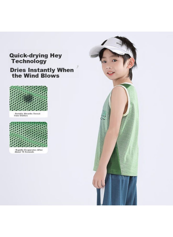 Yuzhaolin (Yuzhaolin) Boys' Mesh Breathable Children'S Vest Summer Thin Middle And Large Children'S Vest 2-Pack Sports Mesh - Image 1