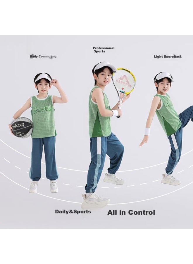 Yuzhaolin (Yuzhaolin) Boys' Mesh Breathable Children'S Vest Summer Thin Middle And Large Children'S Vest 2-Pack Sports Mesh - Image 4